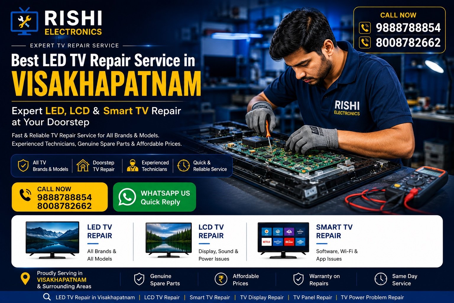 Rishi Electronics professional TV repair technician in Visakhapatnam
